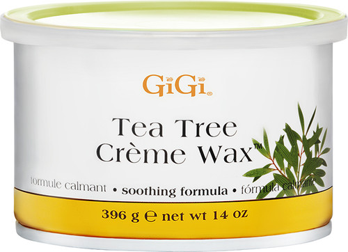 Gigi Creme Wax 14 oz. Tea Tree Oil provides soothing and calming properties. Ideal for sensitive skin. Great for body and face. Gigi Creme Wax 14 oz. Tea Tree Oil provides soothing and calming properties. Ideal for sensitive skin. Great for body and face.
