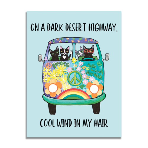Cat Van / On a Dark Desert Highway, Cool Wind In My Hair Sticker / Decal / Bumper Sticker