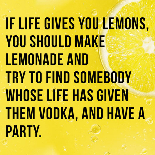 If Life Gives You Lemons, You Should Make Lemonade and Try To Find Somebody Whole Life Has Given Them Vodka, and Have a Party Sticker / Decal / Bumper Sticker