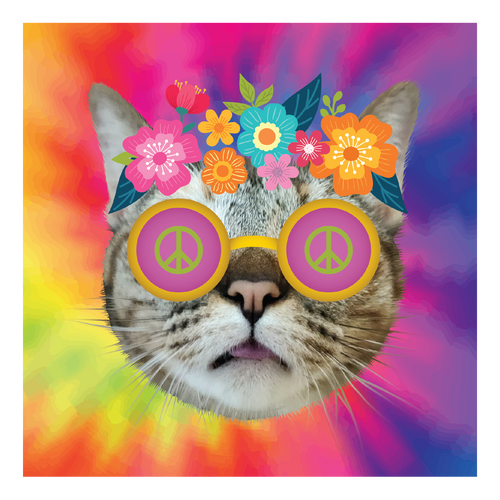 Tie Dye Peace Cat Sticker / Decal / Bumper Sticker