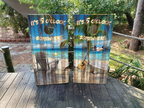 Margaritaville, It's 5 O'clock Somewhere Cornhole Wraps / Cornhole Skins