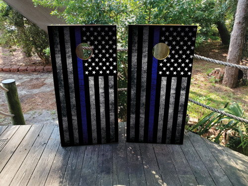 Thin Blue Line / Police / American Flag Cornhole Wraps / Cornhole Skin #3