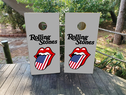 Rolling Stones Cornhole Wraps / Skins - Gray