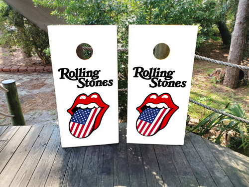 Rolling Stones Cornhole Wraps / Skins - White