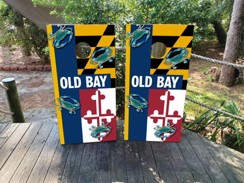 Crab/ Old Bay / Baltimore Flag Cornhole Wraps / Skins