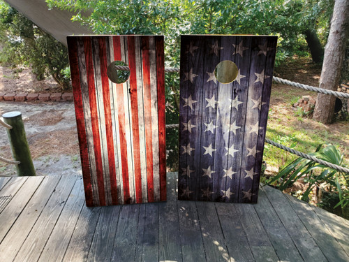 Grunge USA / American Flag Cornhole Wraps / Cornhole Skins Design 4