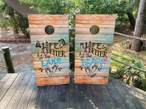 Life is Better Around at the Lake & Beach Cornhole Wraps / Skins