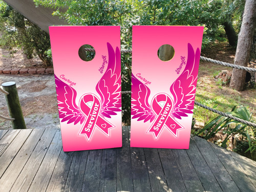 Breast Cancer Support & Survivor Cornhole Wraps / Cornhole Skins Design 2