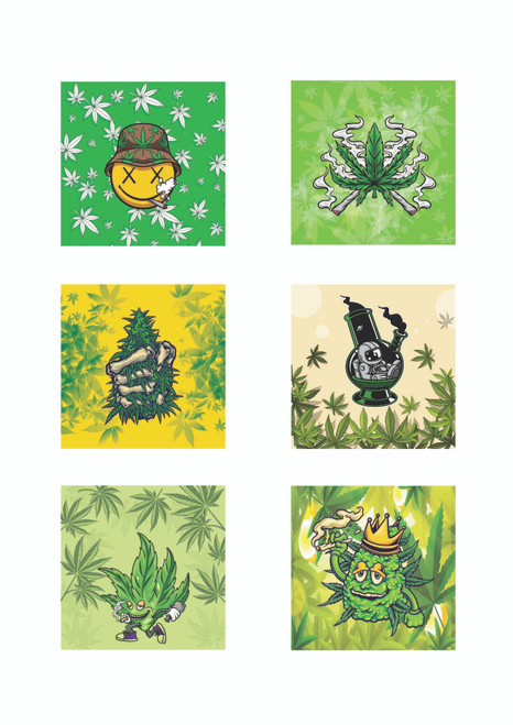 Set of 6 cannabis themed lighter wraps or stickers