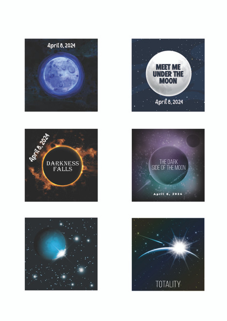Set of 6 solar eclipse lighter wraps or stickers