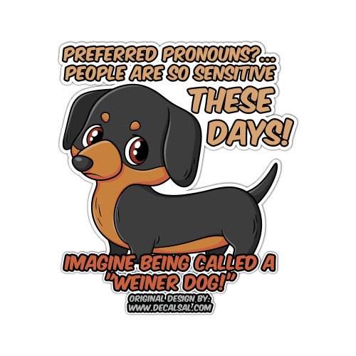 Preferred Pronouns? People Are So Sensitive These Days! Imagine Being Called A Weiner Dog!" Sticker