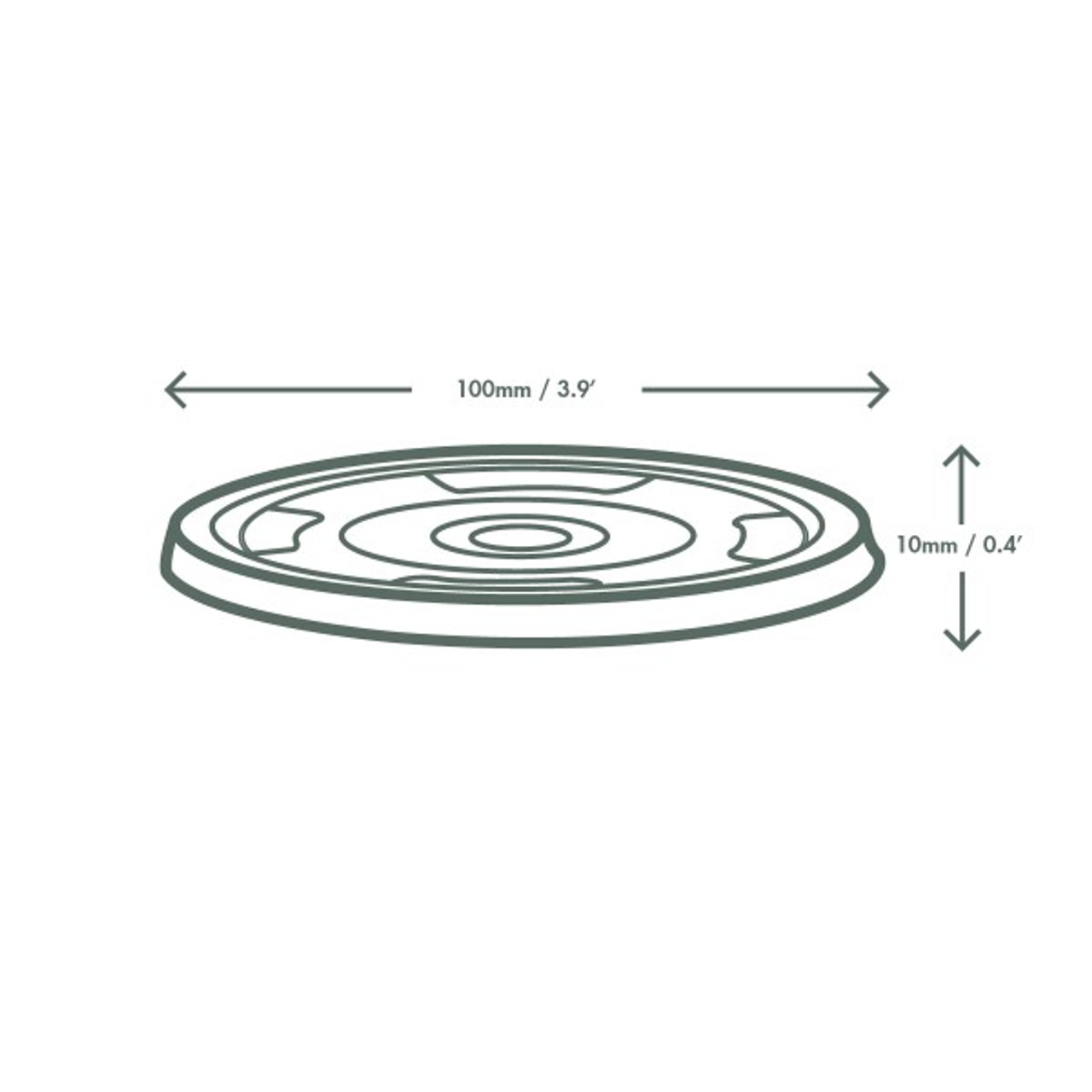 Vegware PLA Flat Lid 96 Series Straw Slot Pack Size 1000