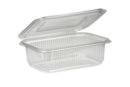 Salad Container Rectangular Clear Plastic with Hinged Lid 1000ml Pack Size 100