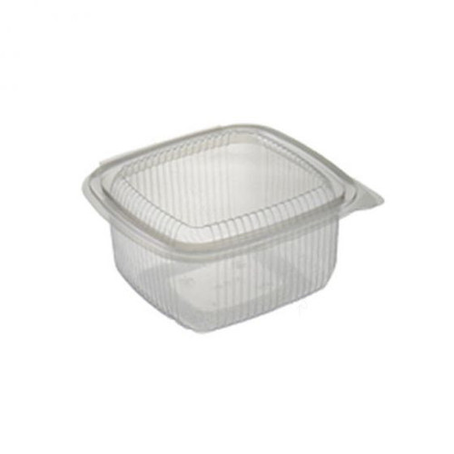 Salad Container Rectangular Clear Plastic with Hinged Lid 250ml Pack Size 500
