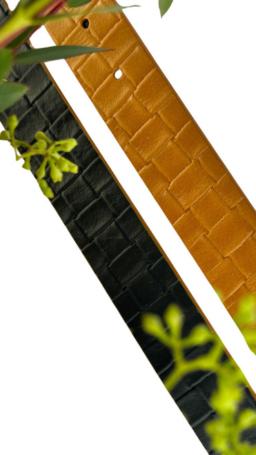 Chestnut/Black Woven Reversible Leather Belt