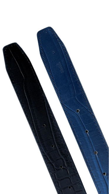 Minuit/Marlin Croc Embossed Reversible Leather Belt