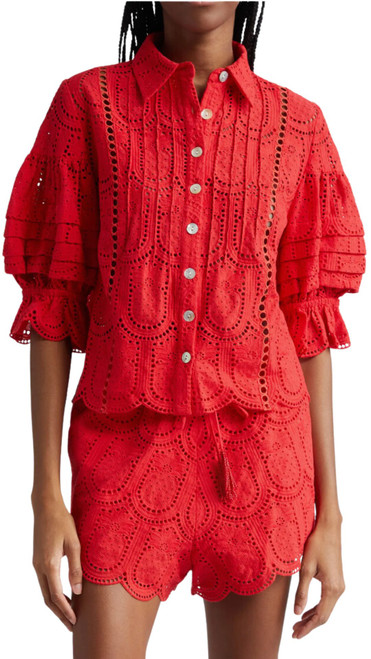 Pineapple Eyelet Red Blouse