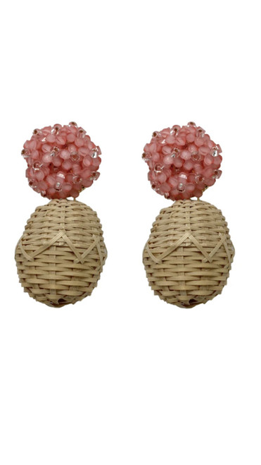 Liz Rattan Pink Earrings