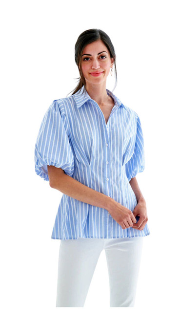 Julie Shirt Blue Dobby Stripe