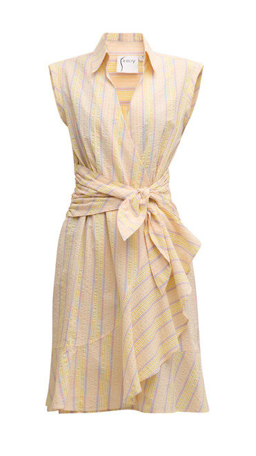 Sleeveless Farrah Dress Seersucker Sunny Stripe
