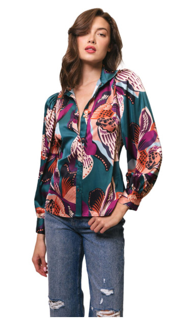 Kaylen Top - Teal Jungle Floral