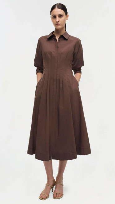 Jazz Pintuck Midi Dress - Chocolate