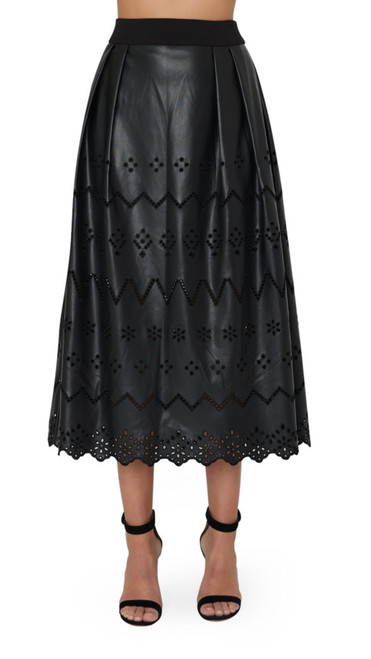 Jolene Eyelet Leather Embroidered Skirt