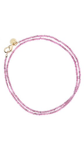 Double Wrap Diamond Cut Beaded Necklace in Pink Tourmaline