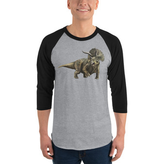 triceratops shirt, dinosaur shirt, dinosaur baseball shirt, triceratops baseball shirt, triceratops raglan, dinosaur raglan