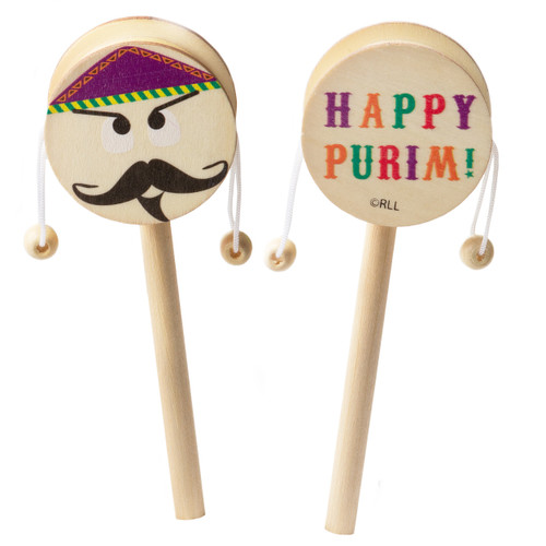 Wooden Happy Purim Gragger Wooden Happy Purim Gragger