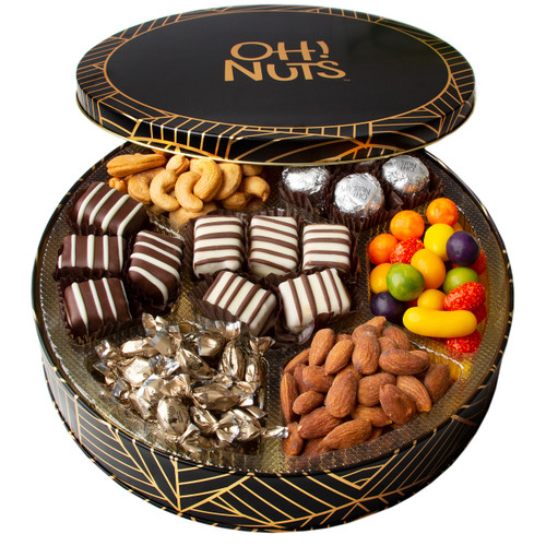 Oh! Nuts Chocolate, Nuts & Candy Round Gift Tin Oh! Nuts Chocolate, Nuts & Candy Round Gift Tin