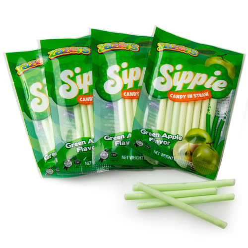 Sippie Candy in Straw - Green Apple - 30CT Bag Sippie Candy in Straw - Green Apple - 30CT Bag