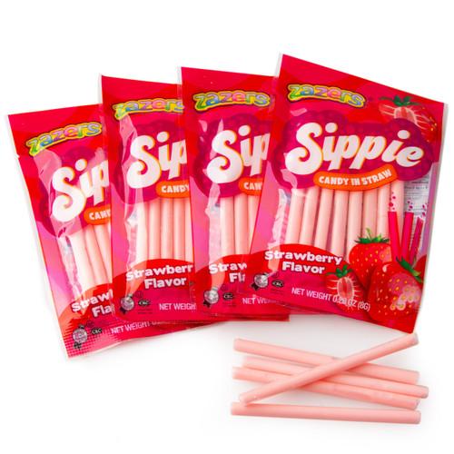 Sippie Candy in Straw - Strawberry - 30CT Bag Sippie Candy in Straw - Strawberry - 30CT Bag