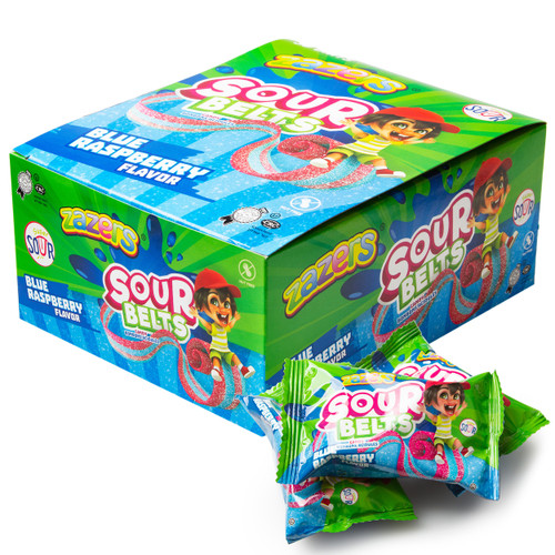 Blue Raspberry Sour Belts - 36CT Box Blue Raspberry Sour Belts - 36CT Box