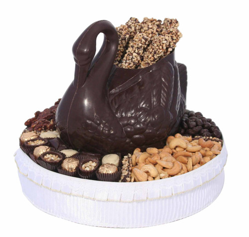 Dark Chocolate Swan Gift Basket Dark Chocolate Swan Gift Basket