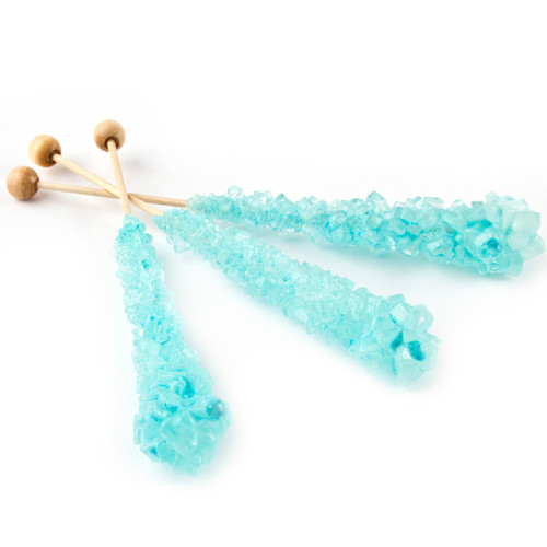 Large Unwrapped Light Blue Rock Candy Crystal Sticks - Cotton Candy
