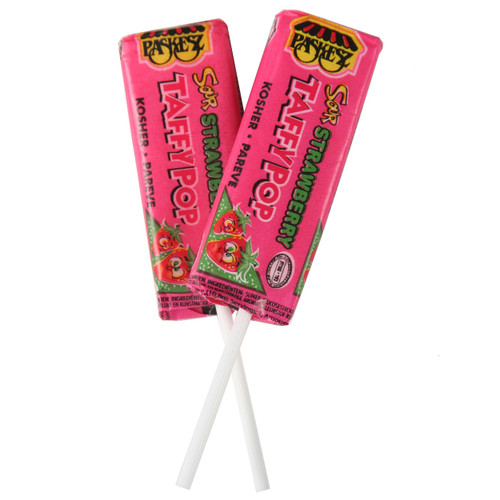 Sour Strawberry Taffy Pop - 50CT Box Sour Strawberry Taffy Pop - 50CT Box
