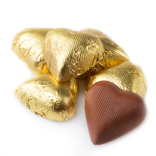 Gold Foiled Milk Chocolate Hearts