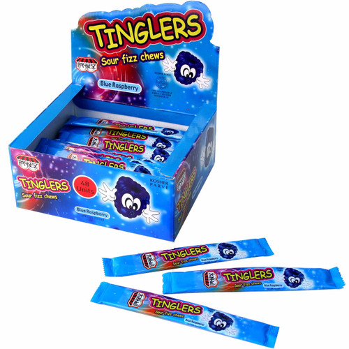 Tinglers Blue Raspberry Sour Fizz Chews - 48CT