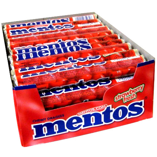 Mentos Strawberry Candy Rolls - 40CT Case Mentos Strawberry Candy Rolls - 40CT Case