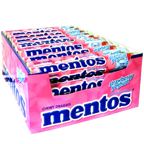Mentos Strawberry Yogurt Candy Rolls - 40CT Case Mentos Strawberry Yogurt Candy Rolls - 40CT Case
