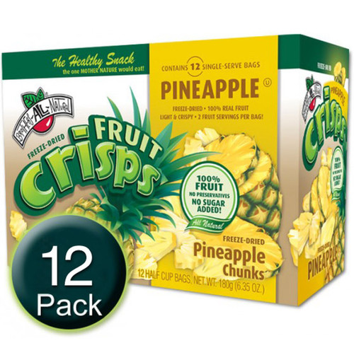 Freeze-Dried Pineapple Chunks Fruit Crisps - 12CT Box Freeze-Dried Pineapple Chunks Fruit Crisps - 12CT Box