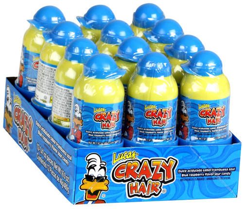Crazy Hair Sour Blue Raspberry Candy - 12CT Box 