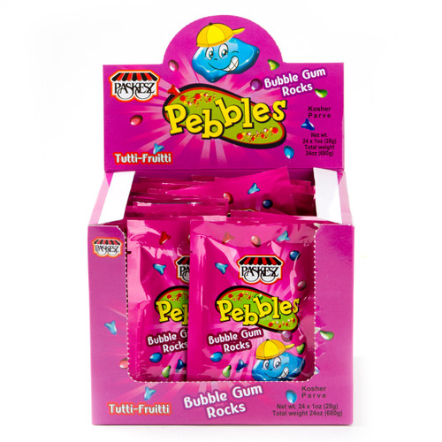 Tutti Frutti Bubble Gum Rocks Pebbles - 24CT Box Tutti Frutti Bubble Gum Rocks Pebbles - 24CT Box