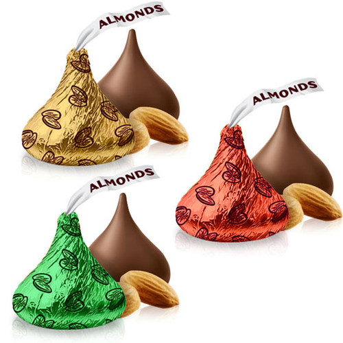 Hershey's Holiday Milk Chocolate Kisses with Almonds - 70-Pc. Bag