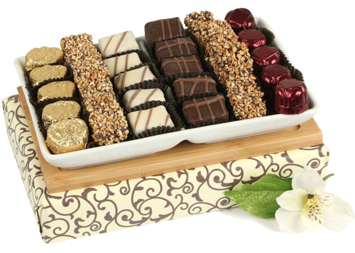 2-Section Ceramic Server on Wooden Board 2-Section Ceramic Server on Wooden Board