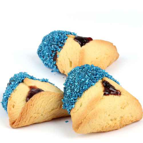 Sapphire Blue Crystal Chocolate Dipped Hamantashen - 8CT Box Sapphire Blue Crystal Chocolate Dipped Hamantashen - 8CT Box