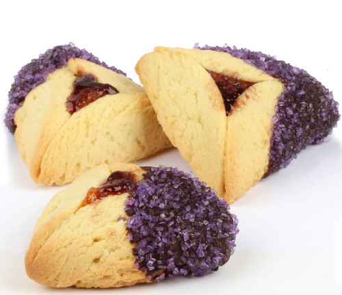 Purple Crystal Chocolate Dipped Hamantashen - 8CT Box Purple Crystal Chocolate Dipped Hamantashen - 8CT Box