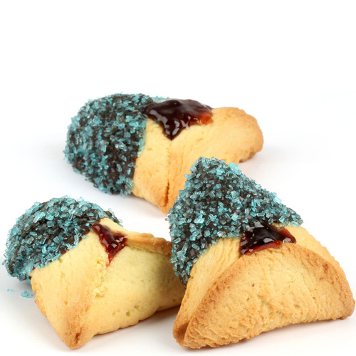 Aqua Blue Crystal Chocolate Dipped Hamantashen - 8CT Box Aqua Blue Crystal Chocolate Dipped Hamantashen - 8CT Box