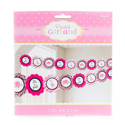 Pink Safari Printed Baby Shower Garland - 8ft